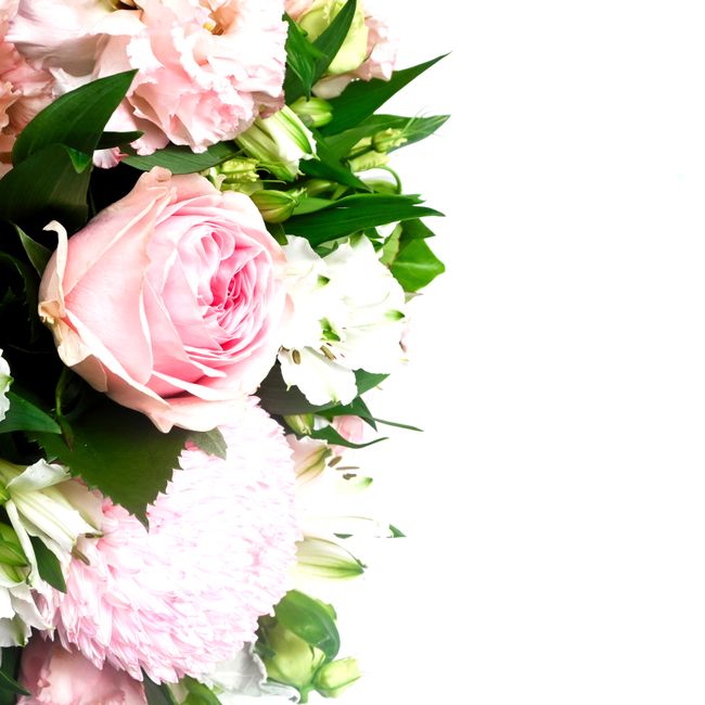 Kytice Jarní úsměv — růže a eustoma